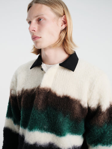 sacai - Chusen-Dyed Knit Polo Shirt in Black Multi
