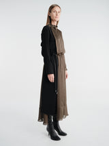 sacai - Crepe Back Satin X Satin Dress in Khaki×Black