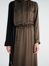 sacai - Crepe Back Satin X Satin Dress in Khaki×Black