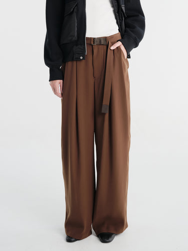 sacai - Crepe Back Satin Pants in Brown