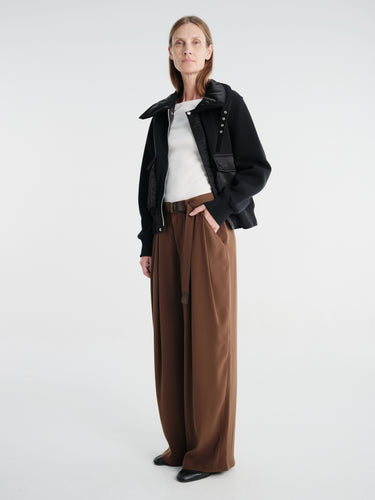 sacai - Crepe Back Satin Pants in Brown