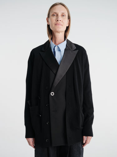 sacai - Suiting X Wool Knit Cardigan in Black