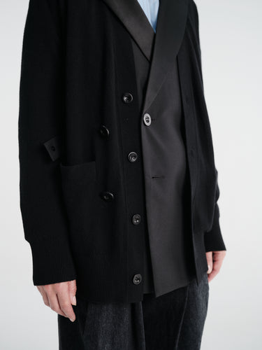 sacai - Suiting X Wool Knit Cardigan in Black