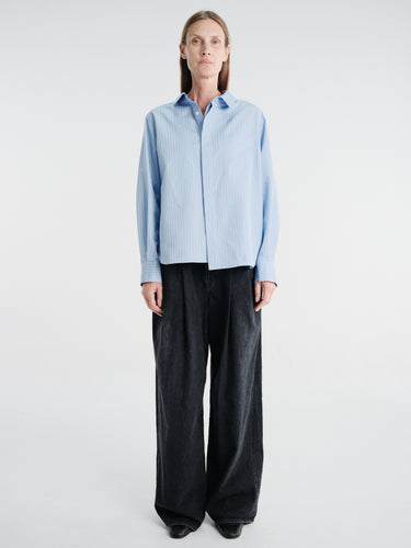 sacai - Poplin Shirt in L/Blue Stripe