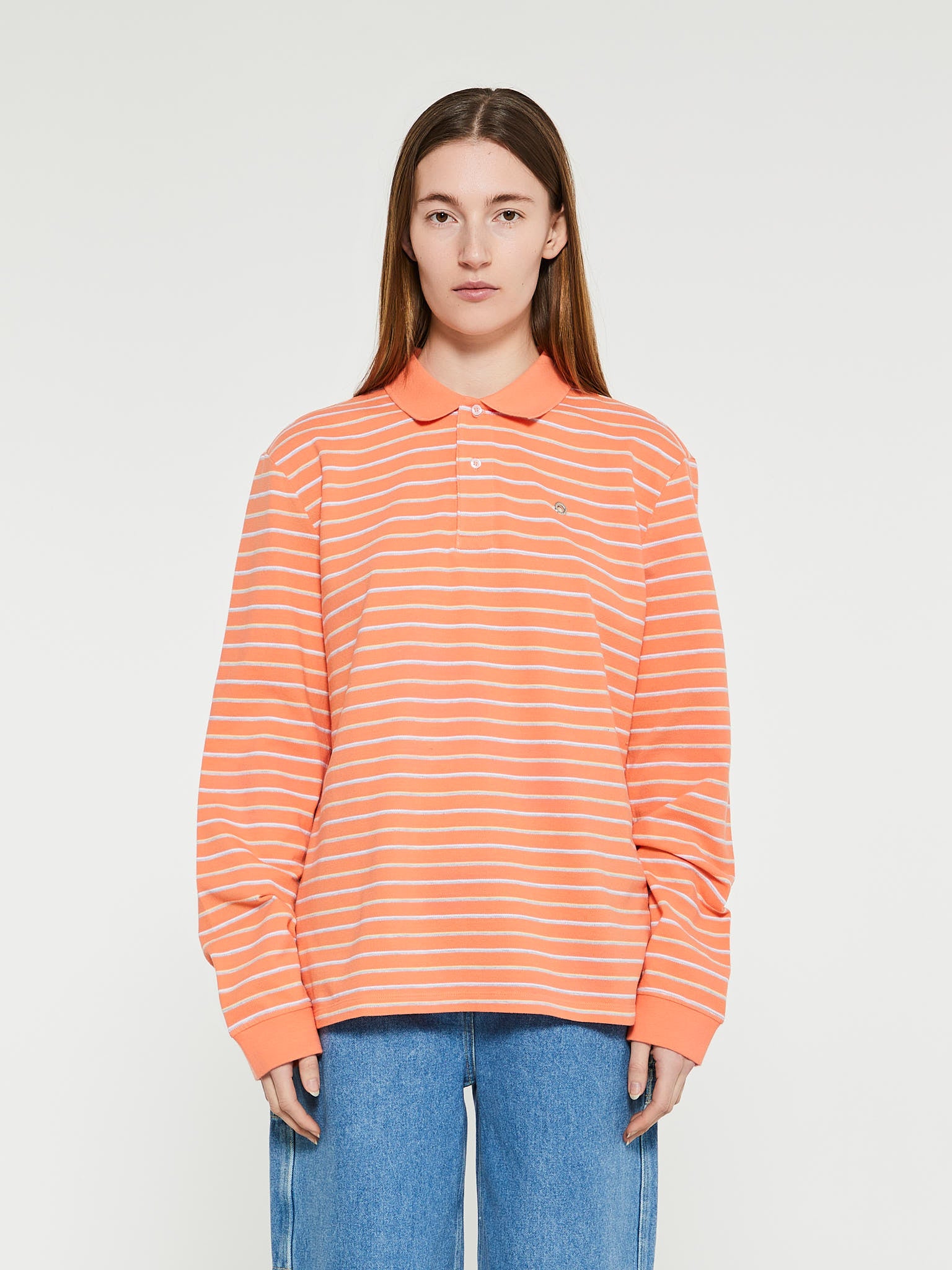 Saks Potts - Serena Polo Shirt in Melon Stripe