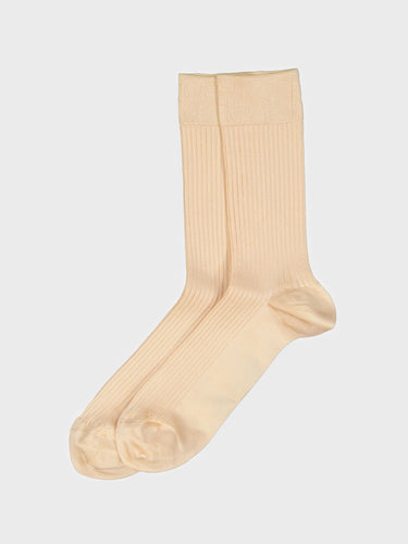 Mrs. Hosiery - Mrs. Silky Fine Ribbed Socks in Cream