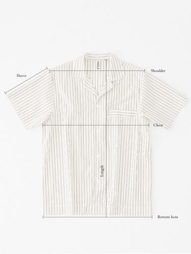 Tekla - Poplin Pyjamas Short Sleeve Shirt in Shirt Blue