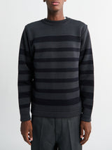 S.N.S. Herning - Given III Crew Neck Sweater in Molten Grey and Navy Blue