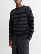 S.N.S. Herning - Given III Crew Neck Sweater in Molten Grey and Navy Blue