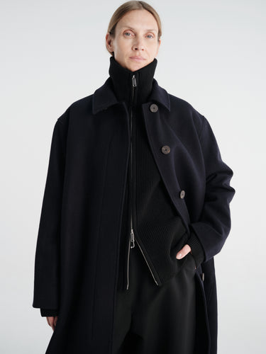 Studio Nicholson - Ria Snw - 725 Outwear - Rounded Overcoat in Dark Navy