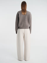 Studio Nicholson - Arvine Snw - 1901 Row Knitwear - Crew Neck Cardigan in Mouse