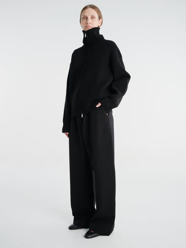 Studio Nicholson - Sandos Sn - 1497 Row Knitwear - Rib Zip Though Jumper in Black