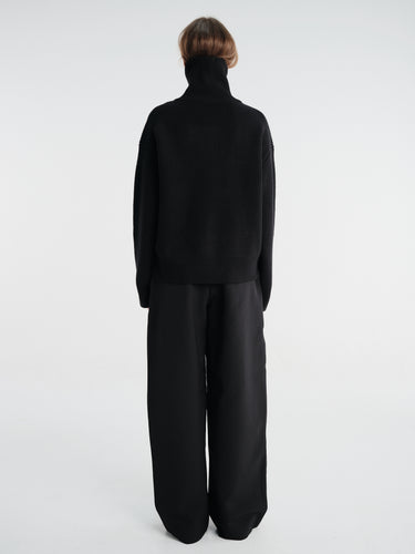 Studio Nicholson - Sandos Sn - 1497 Row Knitwear - Rib Zip Though Jumper in Black