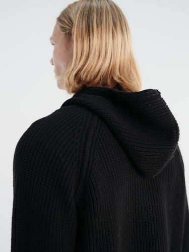 Dunst - Unisex Hooded Knit Cardigan in Black