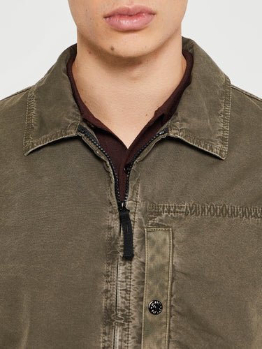 Stone Island - 1200032 Cotton Twill Overshirt in Military Green