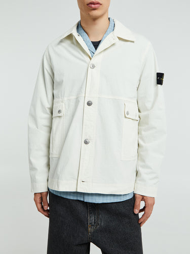 Stone Island - 1200026 Mil-Spec Stretch Ripstop-TC Shirt in Ivory