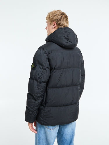 Stone Island - 4100011 Crinkle Reps NY Hooded Down Jacket in Black
