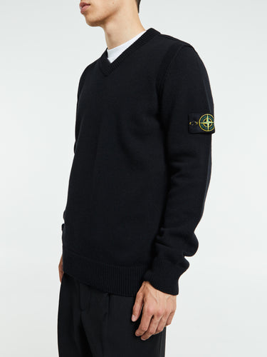 Stone Island - 5100033 V-Neck Jersey in Black