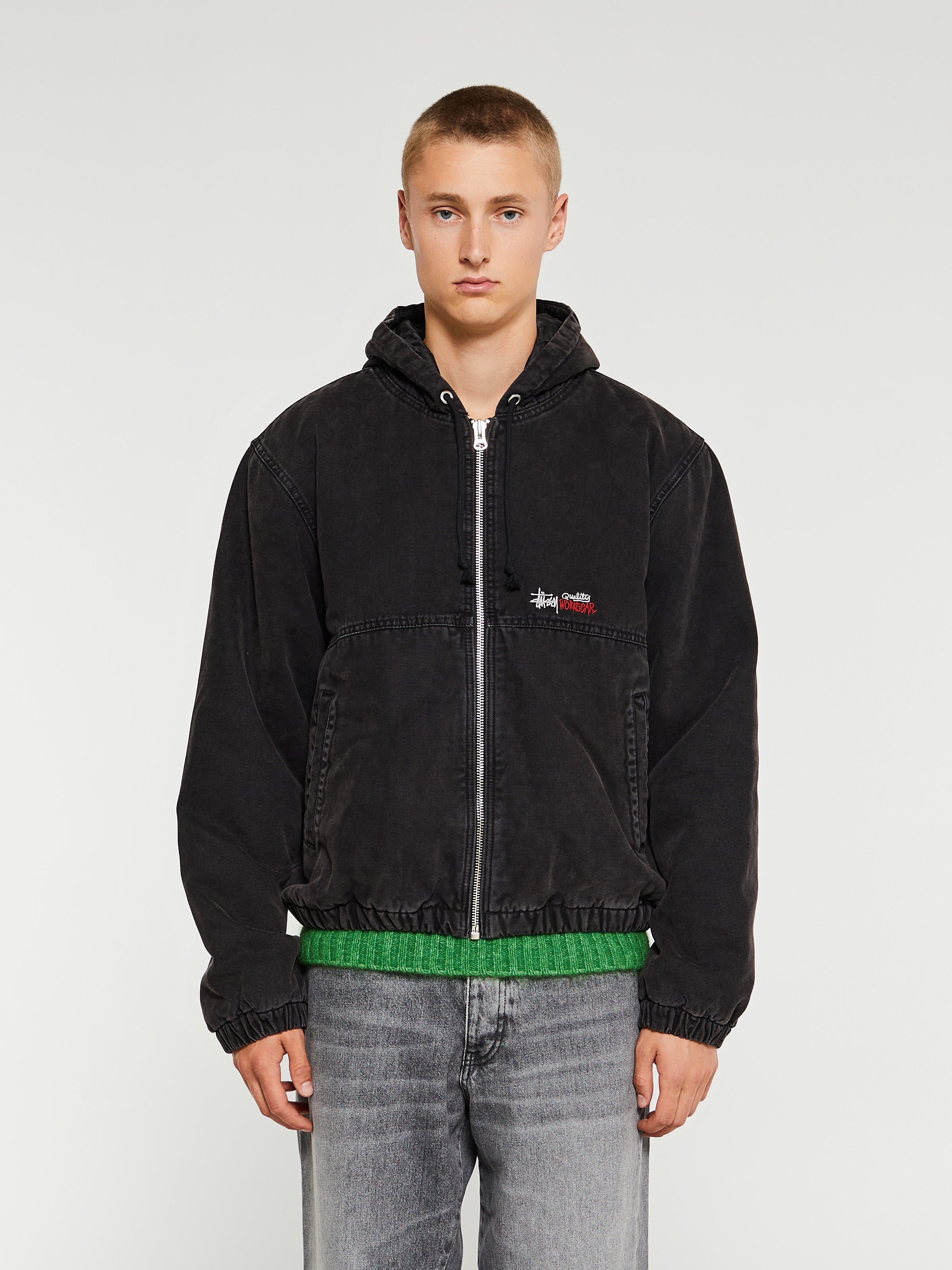 Canvas Insulated Work Jacket in Black