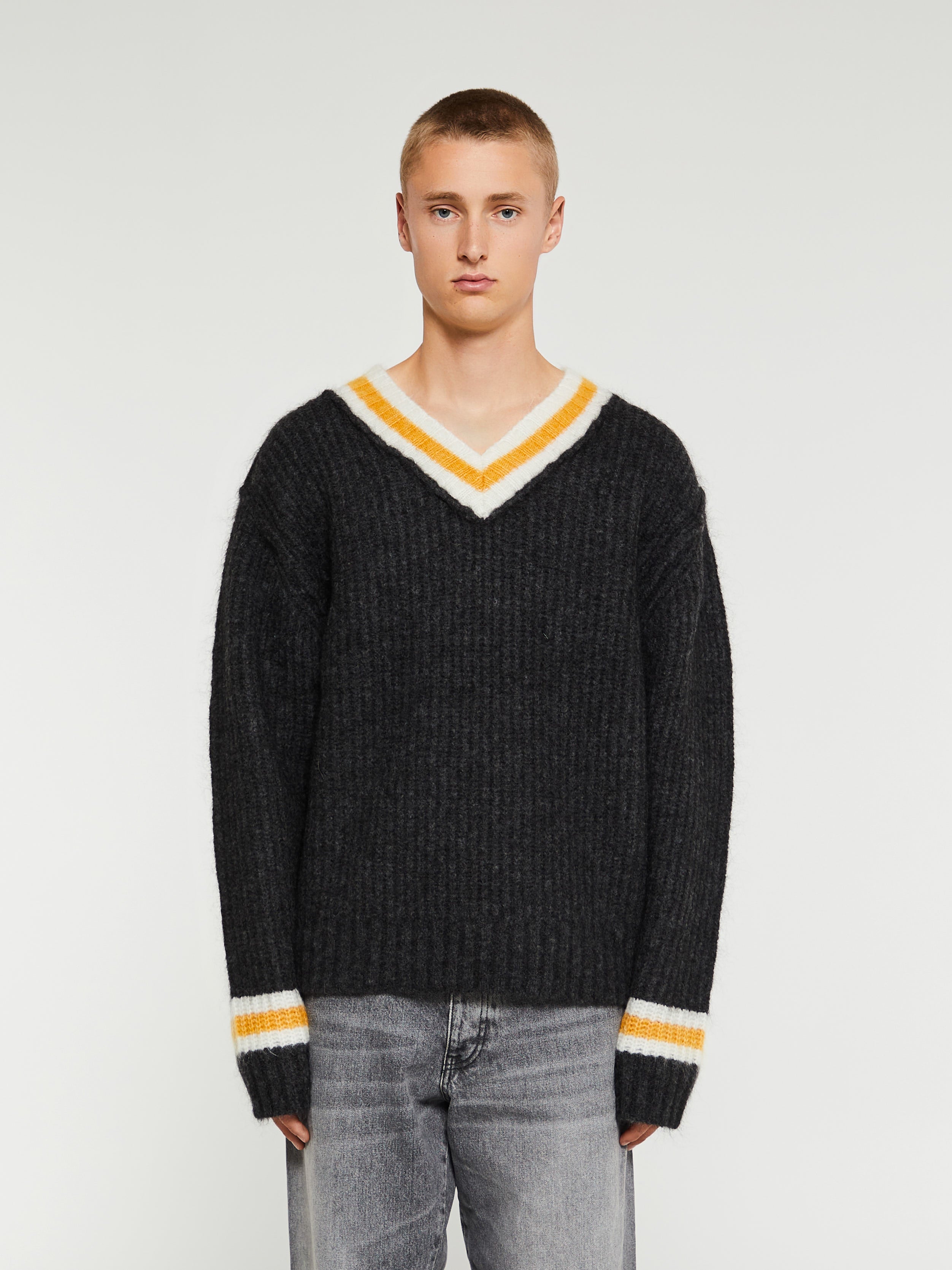 Mohair Tennis Sweater in Charcoal