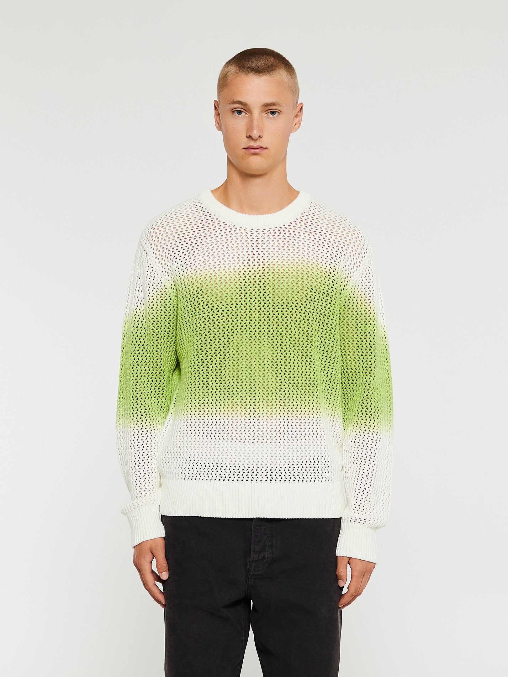 Pigment Dyed Loose Gauge Sweater in Bright Green