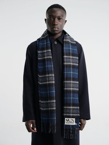 Sunflower - Wool Scarf in Navy