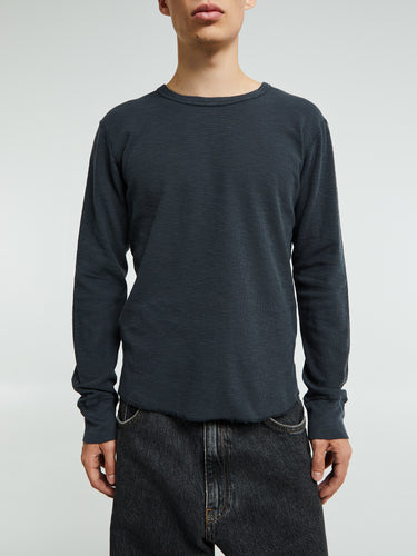 Sunflower - Waffle Long Sleeve T-Shirt in Washed Black