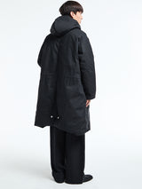 Sunflower - Waxed Parka Coat in Black