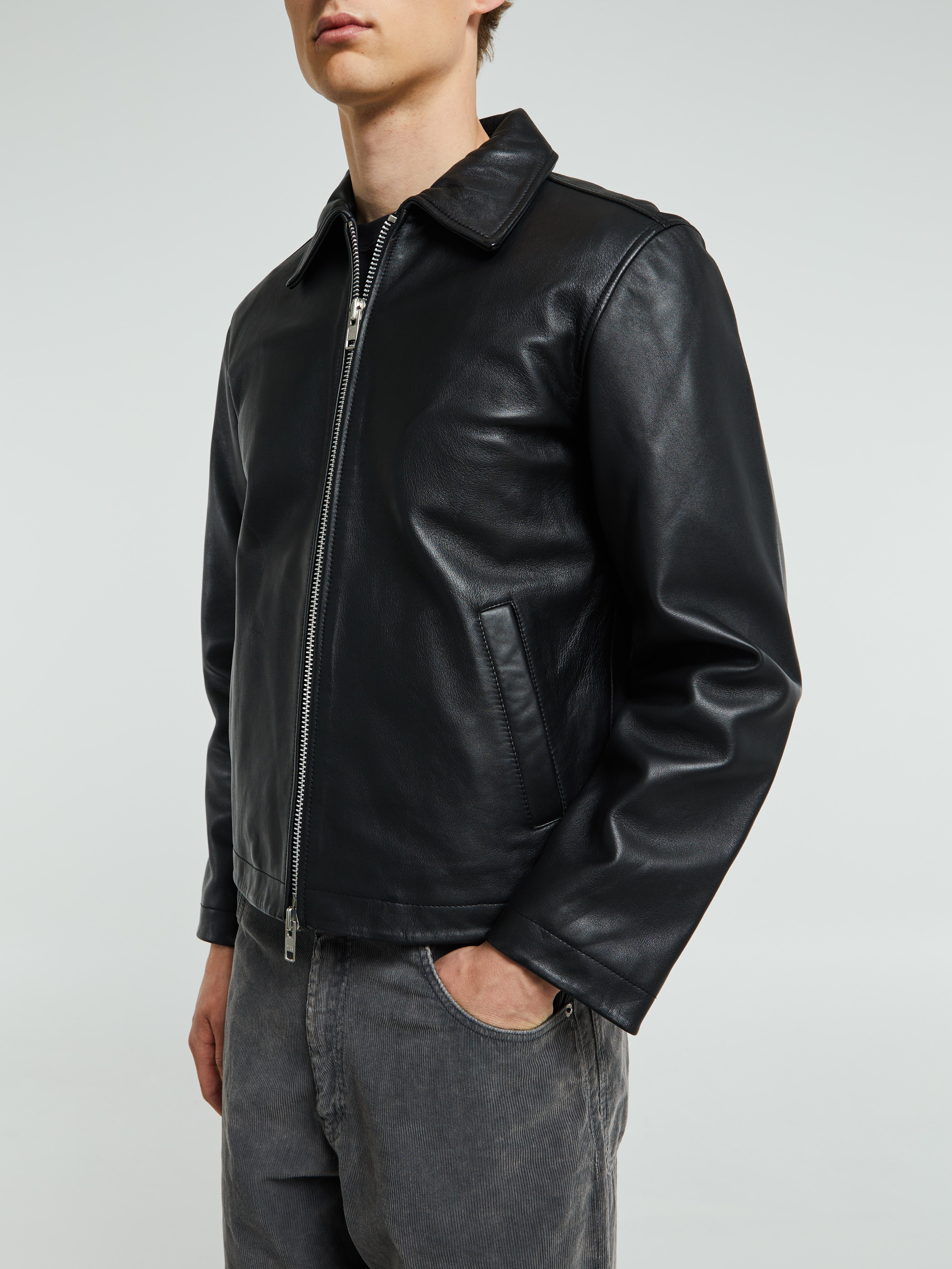 Sunflower Short Leather Jacket in Black – Stoy - Main Image