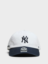 Sporty & Rich - Yankees Serif Hat in White and Dark Navy