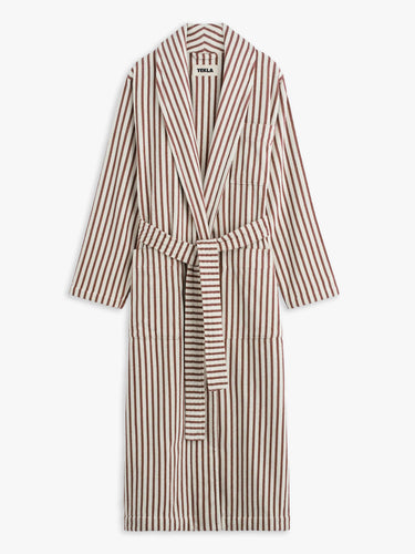 Tekla - Hooded Bathrobe in Ripple Stripes