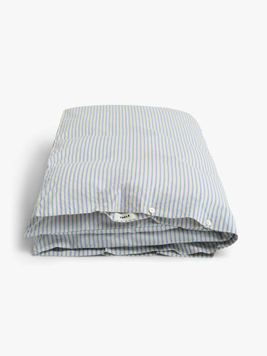 Tekla - Percale Duvet Cover in Flint Stripes