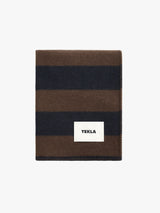 Tekla - Lambswool Blanket in Walnut & Dust Blue Stripes