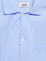 Tekla - Poplin Pyjamas Short Sleeve Shirt in Shirt Blue