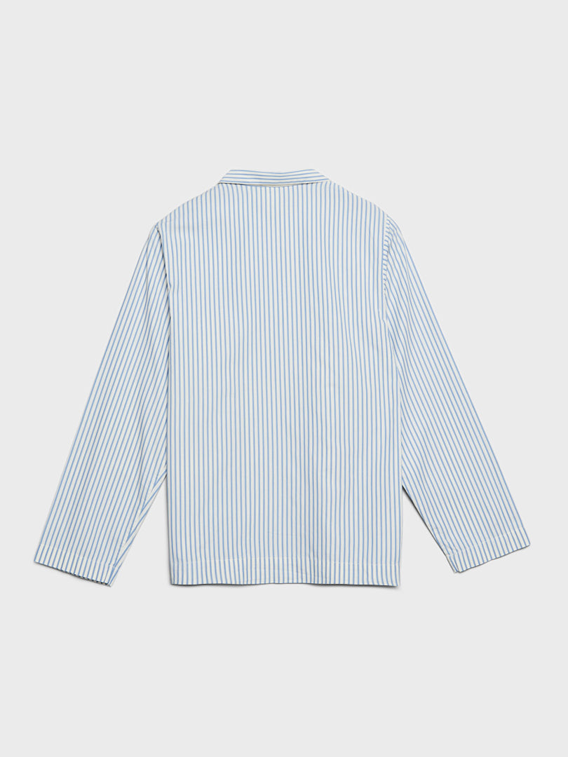 Poplin Pyjamas Skjorte i Placid Blue Stripes