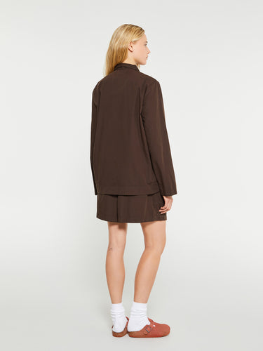 Tekla - Poplin Pyjamas Shorts in Coffee