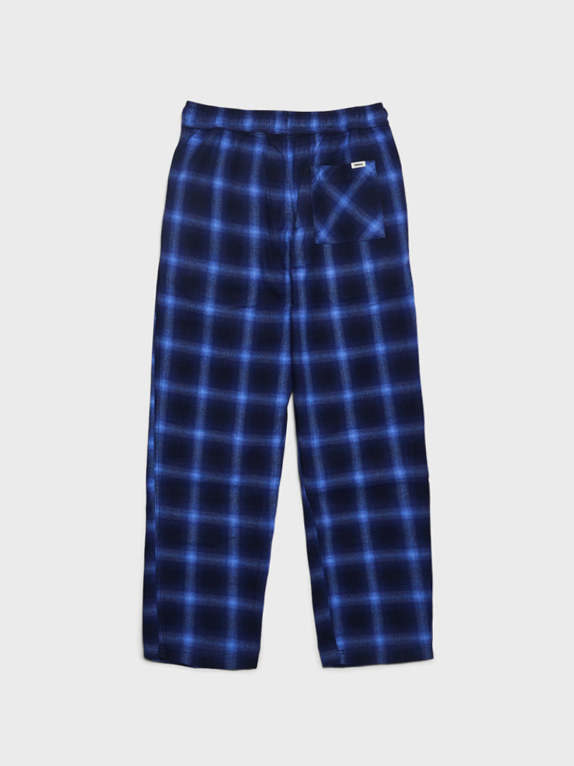 Flannel Pyjamasbukser i Dark Blue Plaid