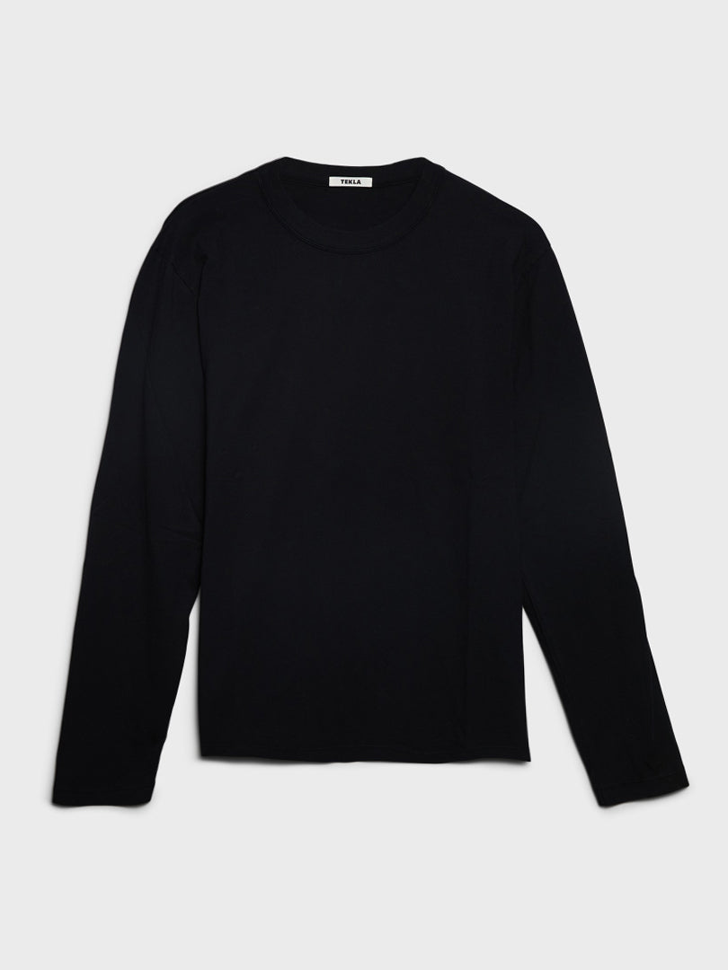 Tekla - Longsleeved Sleeping T-shirt in Black