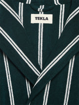 Tekla - Hooded Bathrobe in Forest Green Stripes