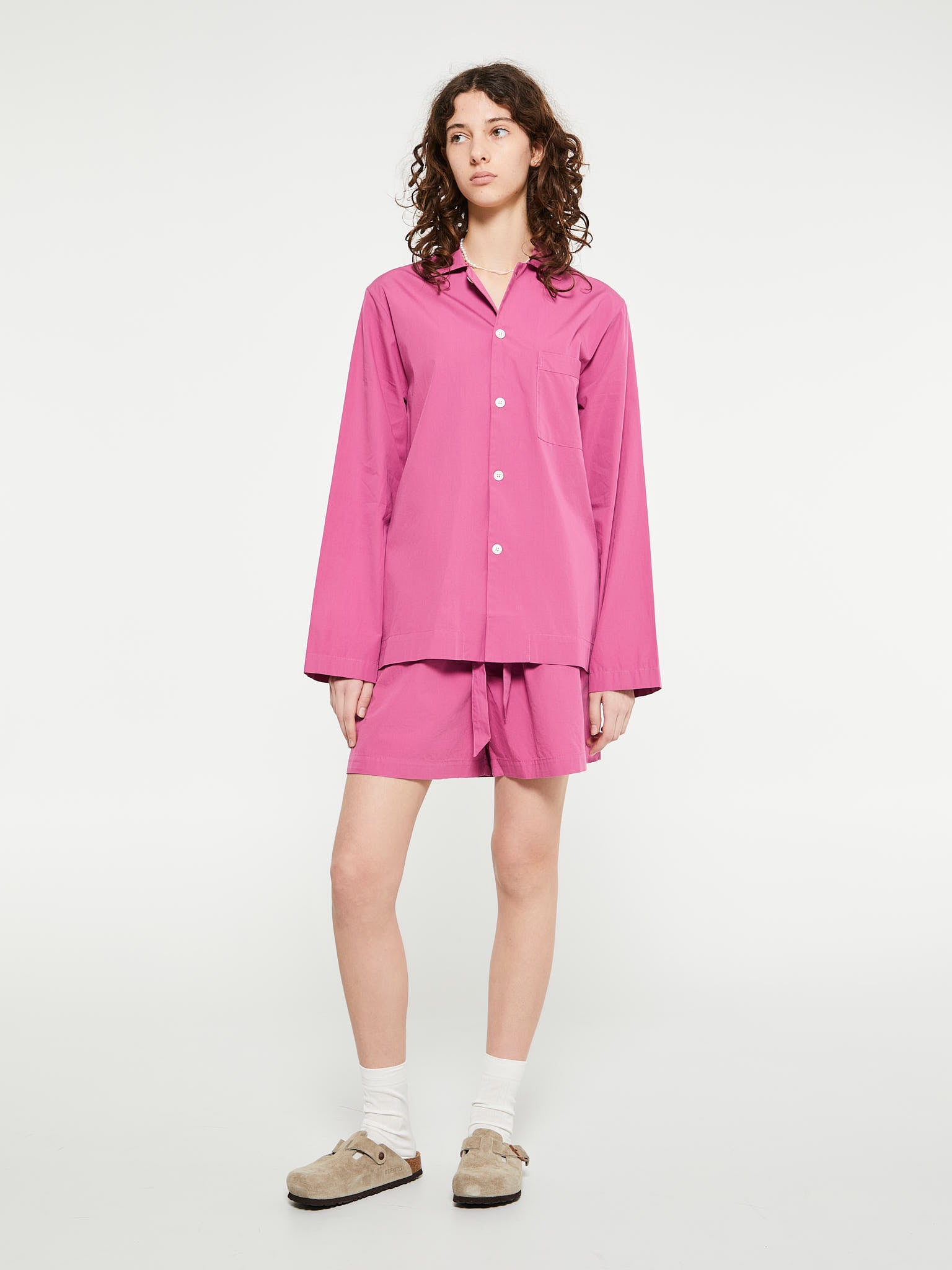 Poplin Pyjamas Shorts i Lingonberry
