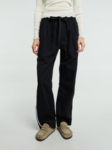 Tekla - Poplin Pyjamas Pants Grosgrain Side Stripe in All Black