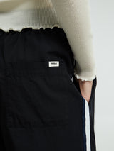 Tekla - Poplin Pyjamas Pants Grosgrain Side Stripe in All Black