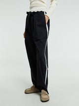 Tekla - Poplin Pyjamas Pants Grosgrain Side Stripe in All Black