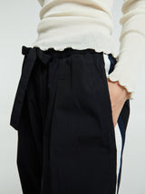 Tekla - Poplin Pyjamas Pants Grosgrain Side Stripe in All Black