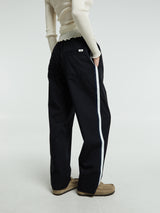 Tekla - Poplin Pyjamas Pants Grosgrain Side Stripe in All Black