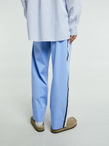 Tekla - Poplin Pyjamas Pants Grosgrain Side Stripe in Cornflower