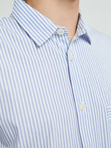 Tekla - Poplin Pyjamas Long Shirt in Orchid Stripes