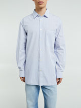 Tekla - Poplin Pyjamas Long Shirt in Orchid Stripes