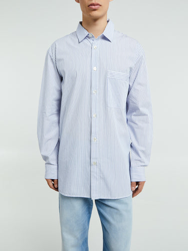 Tekla - Poplin Pyjamas Long Shirt in Orchid Stripes