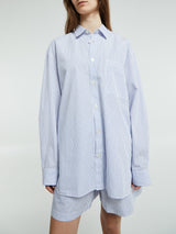Tekla - Poplin Pyjamas Long Shirt in Orchid Stripes